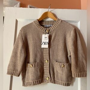 Zara nwt Knit cardigan gold buttons large